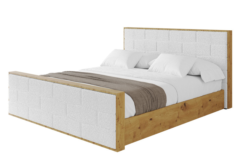Łóżko tapicerowane z materacem + pojemnik ENZO8-Z-160x200 cm Biały 839061