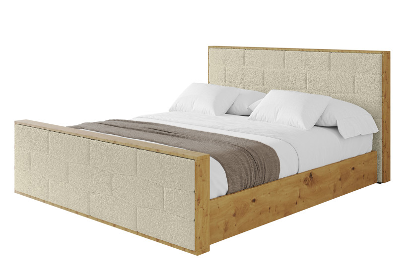 Łóżko tapicerowane z materacem + pojemnik ENZO8-Z-180x200 cm Beżowy 838788