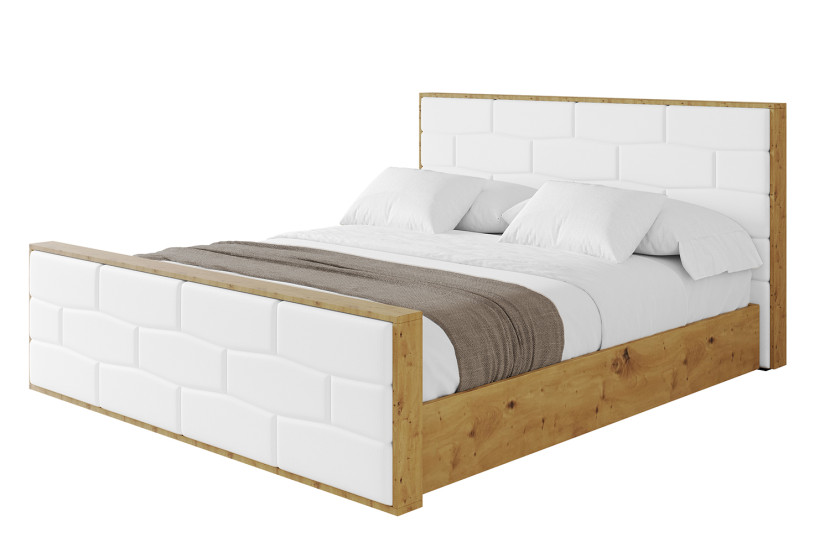 Łóżko tapicerowane z materacem + pojemnik ENZO8-Z-180x200 cm Biały 838921
