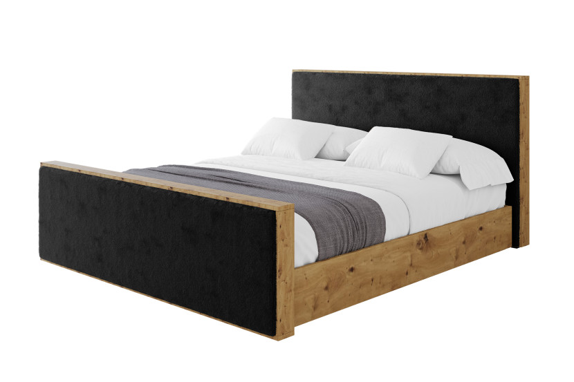 Łóżko tapicerowane z materacem + pojemnik ENZO9-Z - 180x200 cm Czarny 966416