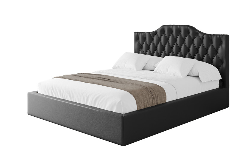 Łóżko tapicerowane z materacem + pojemnik FALIO - 200x200 cm Czarny 869571