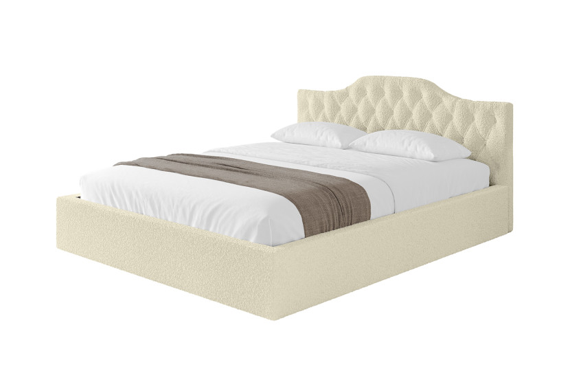 Łóżko tapicerowane z materacem + pojemnik FALIO-v1 - 140x200 cm Beżowy 869920