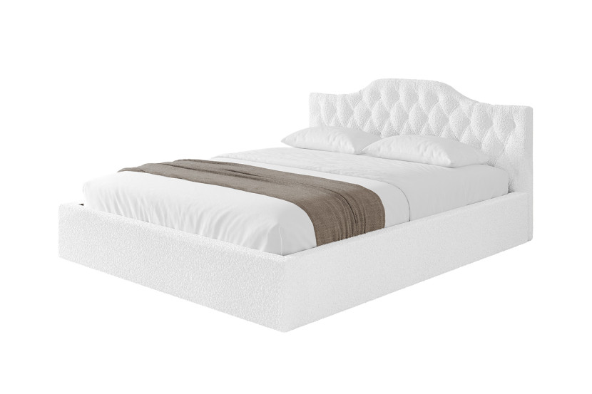 Łóżko tapicerowane z materacem + pojemnik FALIO-v1 - 140x200 cm Biały 869408