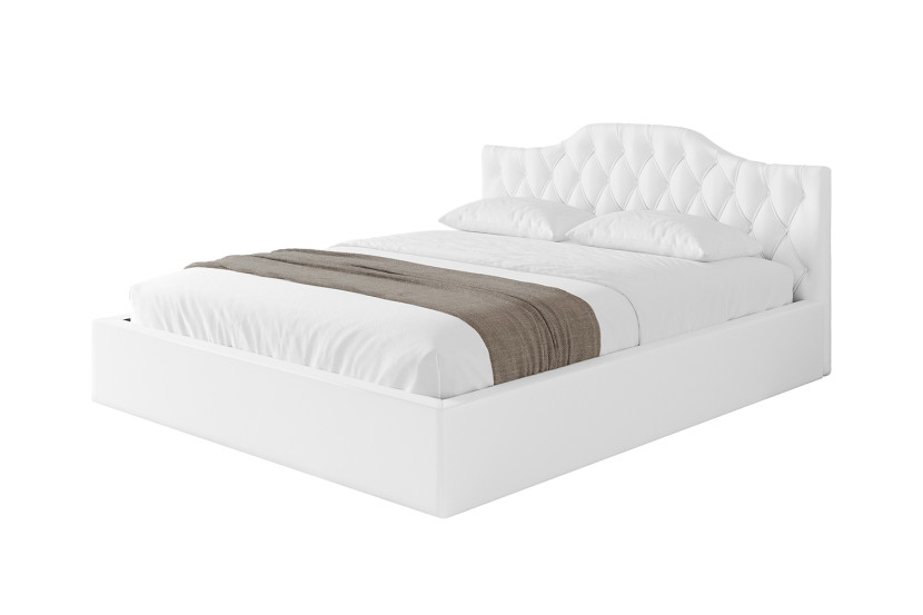 Łóżko tapicerowane z materacem + pojemnik FALIO-v1 - 160x200 cm Biały 869378