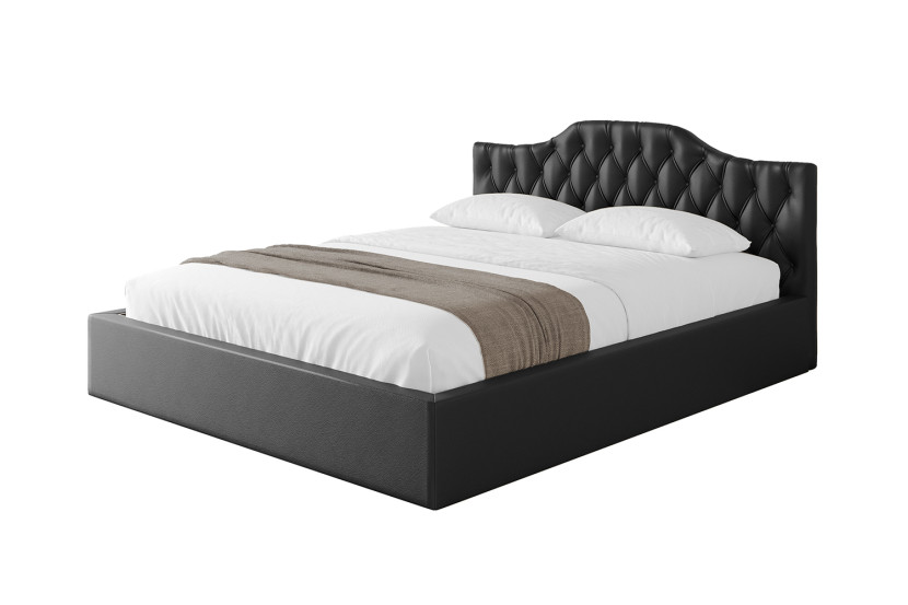 Łóżko tapicerowane z materacem + pojemnik FALIO-v1 - 160x200 cm Czarny 870306