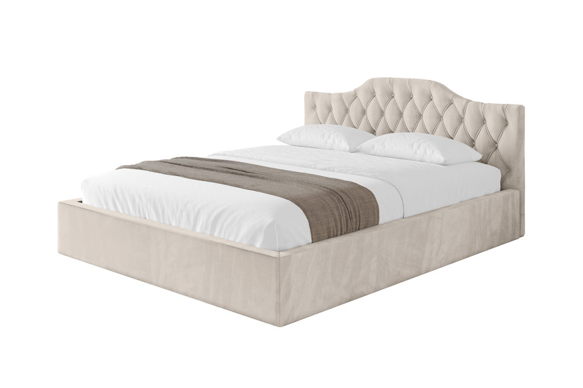 Łóżko tapicerowane z materacem + pojemnik FALIO-v1 - 180x200 cm Beżowy 869921