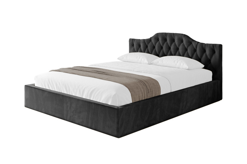 Łóżko tapicerowane z materacem + pojemnik FALIO-v1 - 180x200 cm Czarny 870262