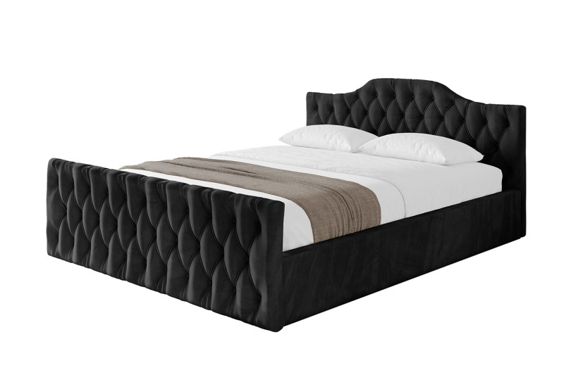Łóżko tapicerowane z materacem + pojemnik FALIO-v1-Z-120x200 cm Czarny 869702