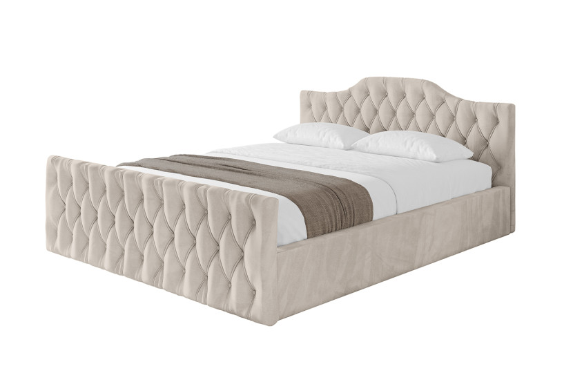 Łóżko tapicerowane z materacem + pojemnik FALIO-v1-Z-160x200 cm Beżowy 869839