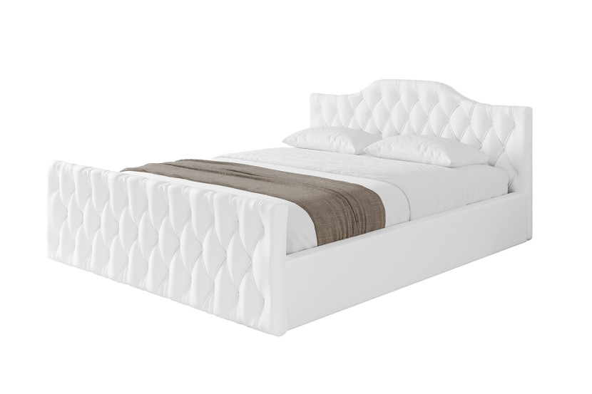 Łóżko tapicerowane z materacem + pojemnik FALIO-v1-Z-160x200 cm Biały 869887