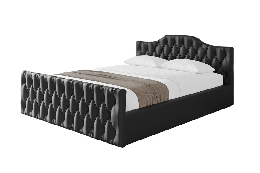 Łóżko tapicerowane z materacem + pojemnik FALIO-v1-Z-160x200 cm Czarny 869710