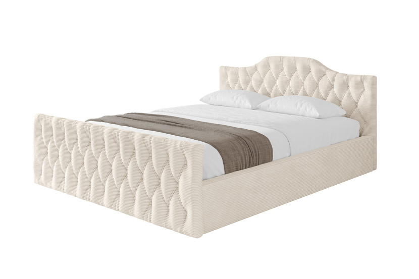 Łóżko tapicerowane z materacem + pojemnik FALIO-v1-Z-200x200 cm Beżowy 869681