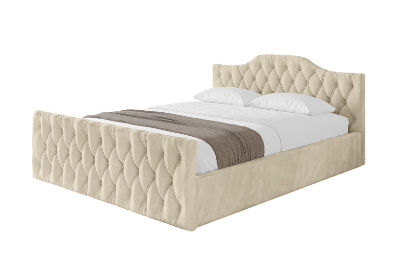 Łóżko tapicerowane z materacem + pojemnik FALIO-v1-Z-200x200 cm Beżowy 870034
