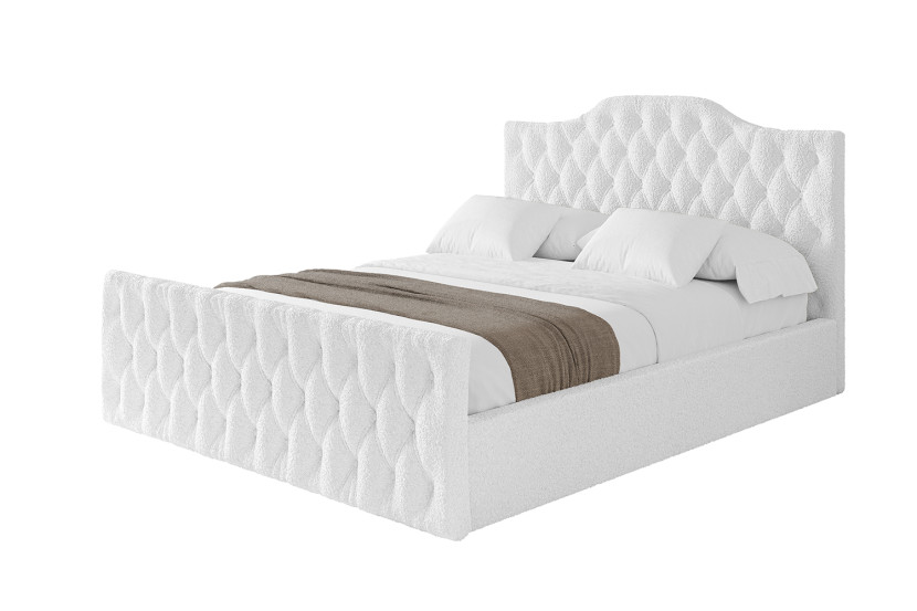 Łóżko tapicerowane z materacem + pojemnik FALIO-Z-160x200 cm Biały 870049
