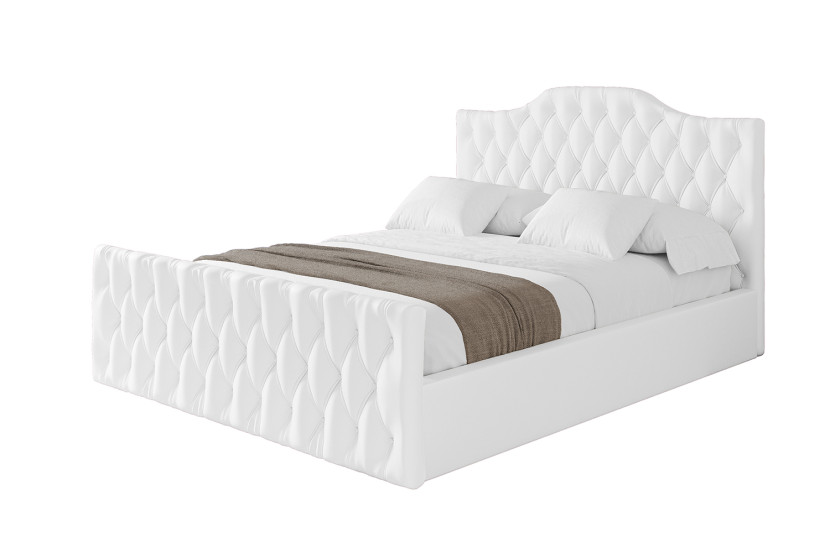 Łóżko tapicerowane z materacem + pojemnik FALIO-Z-160x200 cm Biały 869988