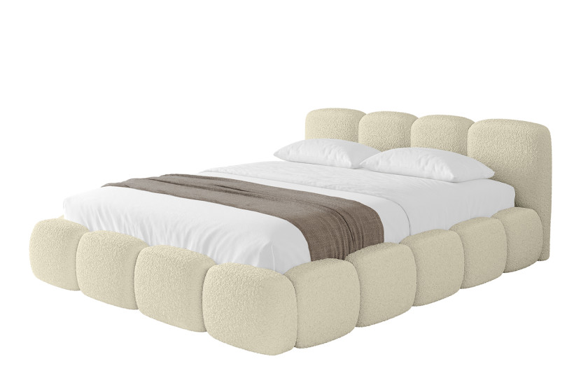 Łóżko tapicerowane z materacem + pojemnik KALA-v1 - 160x200 cm Beżowy 799177