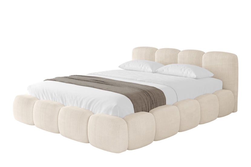 Łóżko tapicerowane z materacem + pojemnik KALA-v1 - 180x200 cm Beżowy 799186