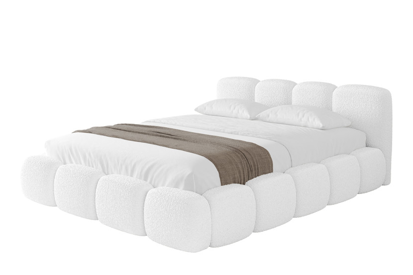 Łóżko tapicerowane z materacem + pojemnik KALA-v1 - 180x200 cm Biały 799147