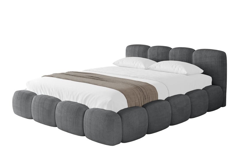 Łóżko tapicerowane z materacem + pojemnik KALA-v1 - 180x200 cm Ciemnoszary 798759