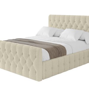 Łóżko tapicerowane z materacem + pojemnik LARO-Z-180×200 cm Beżowy 826549 Łóżko tapicerowane z materacem + pojemnik LARO-Z-180×200 cm Beżowy 826549