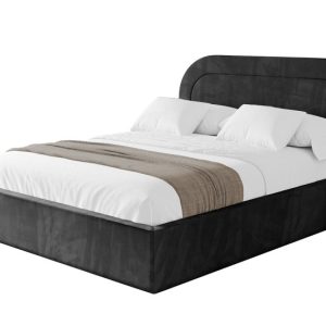 Łóżko tapicerowane z materacem + pojemnik LERAY – 160×200 cm Czarny 870181 Łóżko tapicerowane z materacem + pojemnik LERAY – 160×200 cm Czarny 870181