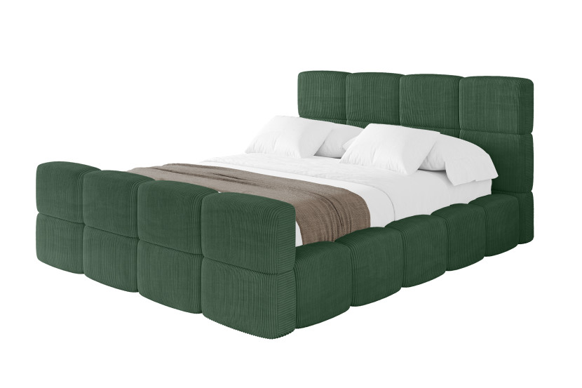 Łóżko tapicerowane z materacem + pojemnik NATA-Z - 120x200 cm Zielony 1070599