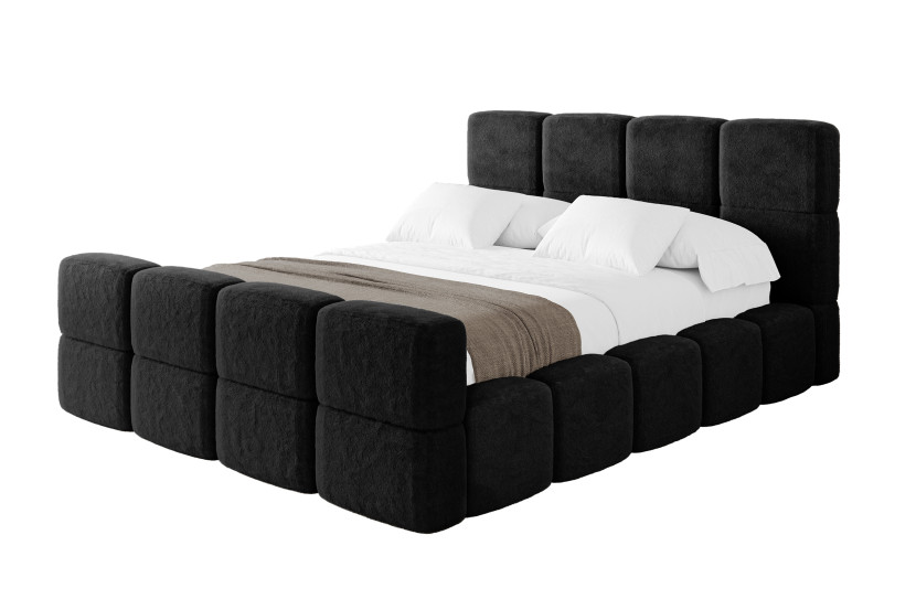 Łóżko tapicerowane z materacem + pojemnik NATA-Z - 160x200 cm Czarny 1071087
