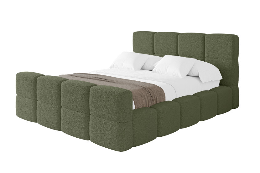 Łóżko tapicerowane z materacem + pojemnik NATA-Z - 180x200 cm Zielony 1070689