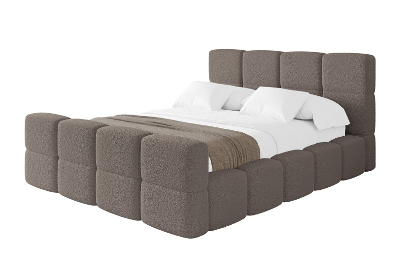 Łóżko tapicerowane z materacem + pojemnik NATA-Z - 200x200 cm Brązowy 1070933