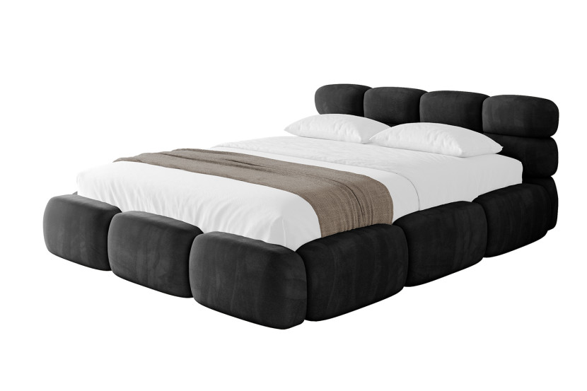 Łóżko tapicerowane z materacem + pojemnik NOMA-v1 - 120x200 cm Czarny 799040