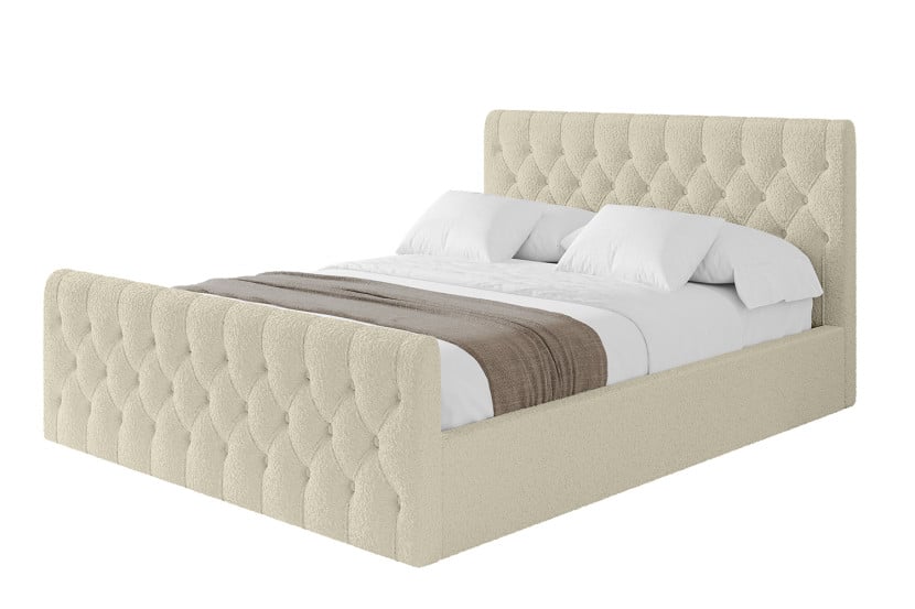 Łóżko tapicerowane z materacem + pojemnik RENO-Z-180x200 cm Beżowy 825752