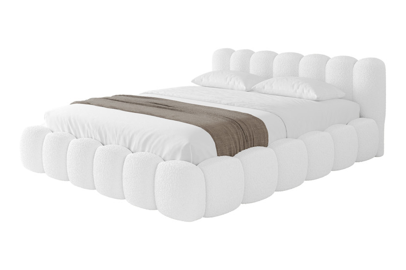 Łóżko tapicerowane z materacem + pojemnik SENA-v1 - 140x200 cm Biały 798831