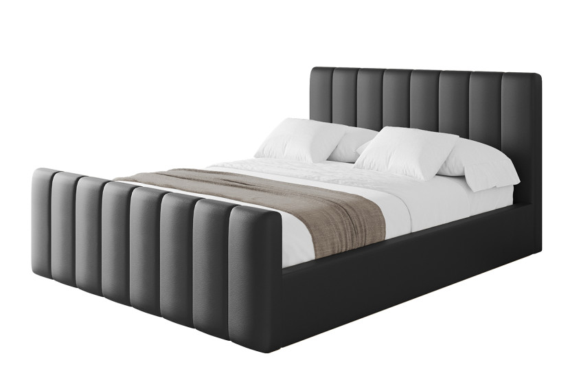 Łóżko tapicerowane z materacem + pojemnik STERA-Z-160x200 cm Czarny 792411