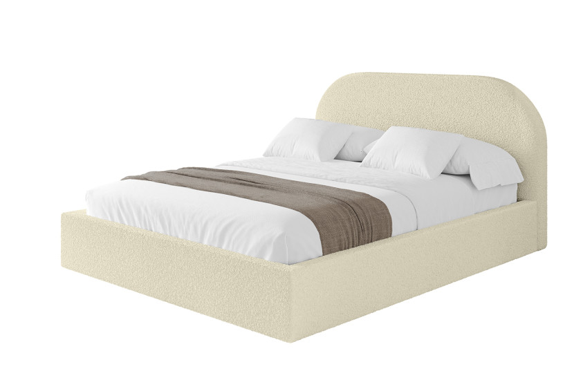Łóżko tapicerowane z materacem + pojemnik TIVO - 200x200 cm Beżowy 863210