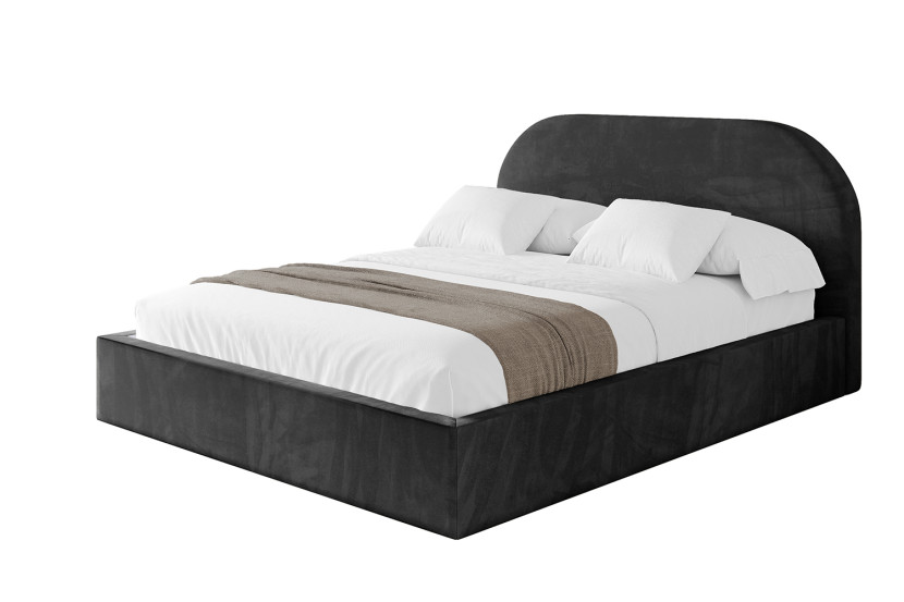 Łóżko tapicerowane z materacem + pojemnik TIVO - 200x200 cm Czarny 862454