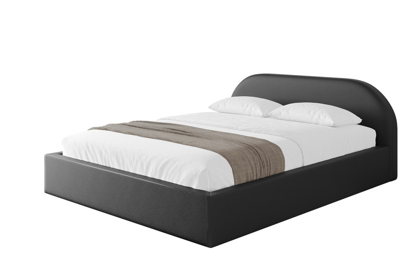 Łóżko tapicerowane z materacem + pojemnik TIVO-v1 - 120x200 cm Czarny 863360