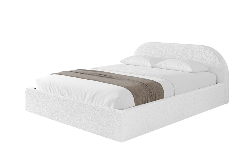 Łóżko tapicerowane z materacem + pojemnik TIVO-v1 - 140x200 cm Biały 862229