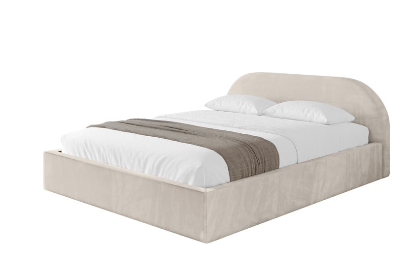 Łóżko tapicerowane z materacem + pojemnik TIVO-v1 - 160x200 cm Beżowy 863036