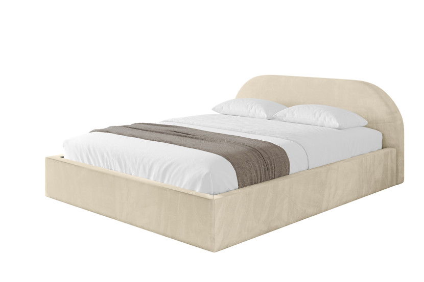 Łóżko tapicerowane z materacem + pojemnik TIVO-v1 - 160x200 cm Beżowy 861804