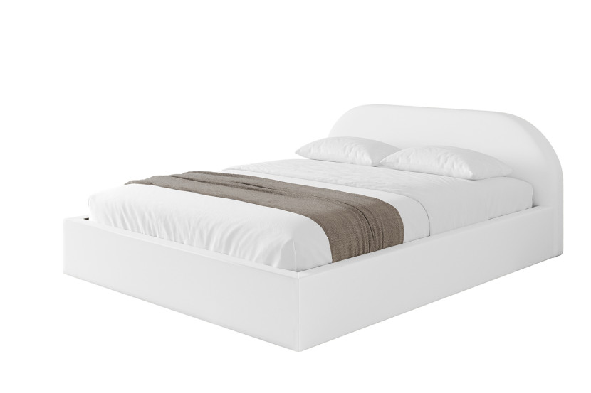 Łóżko tapicerowane z materacem + pojemnik TIVO-v1 - 160x200 cm Biały 862771