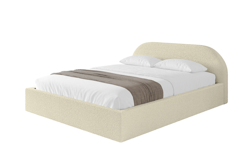 Łóżko tapicerowane z materacem + pojemnik TIVO-v1 - 200x200 cm Beżowy 862094
