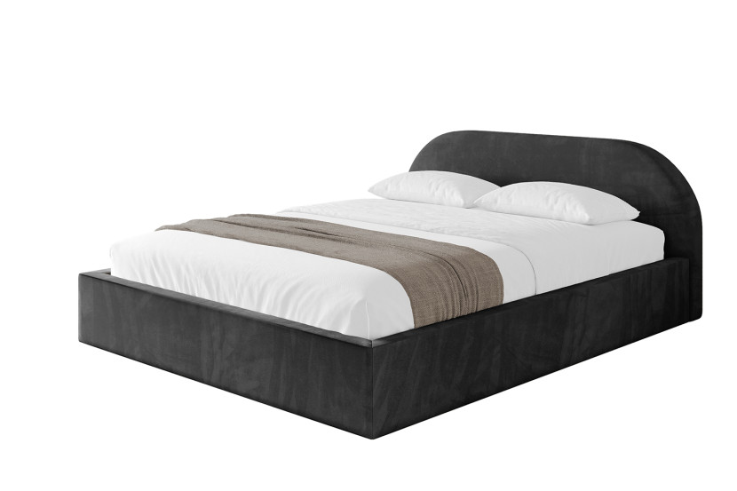 Łóżko tapicerowane z materacem + pojemnik TIVO-v1 - 200x200 cm Czarny 861675