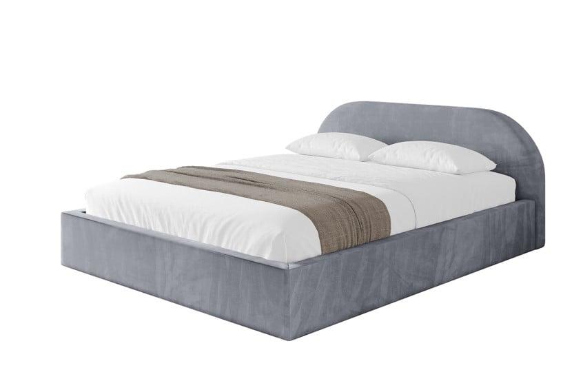 Łóżko tapicerowane z materacem + pojemnik TIVO-v1 - 200x200 cm Szary 863307