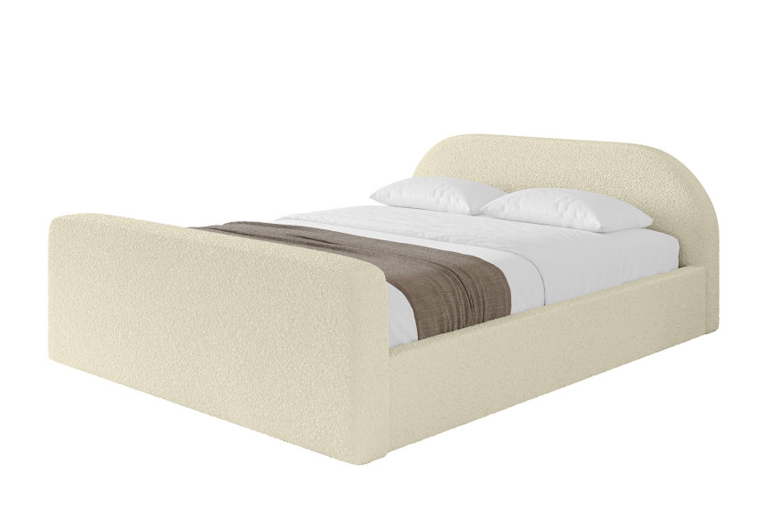 Łóżko tapicerowane z materacem + pojemnik TIVO-v1-Z-120x200 cm Beżowy 862811