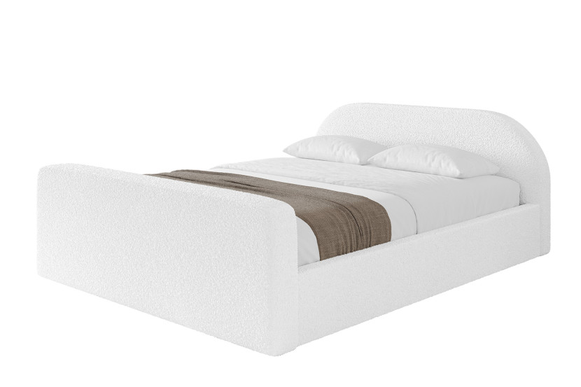 Łóżko tapicerowane z materacem + pojemnik TIVO-v1-Z-140x200 cm Biały 863225