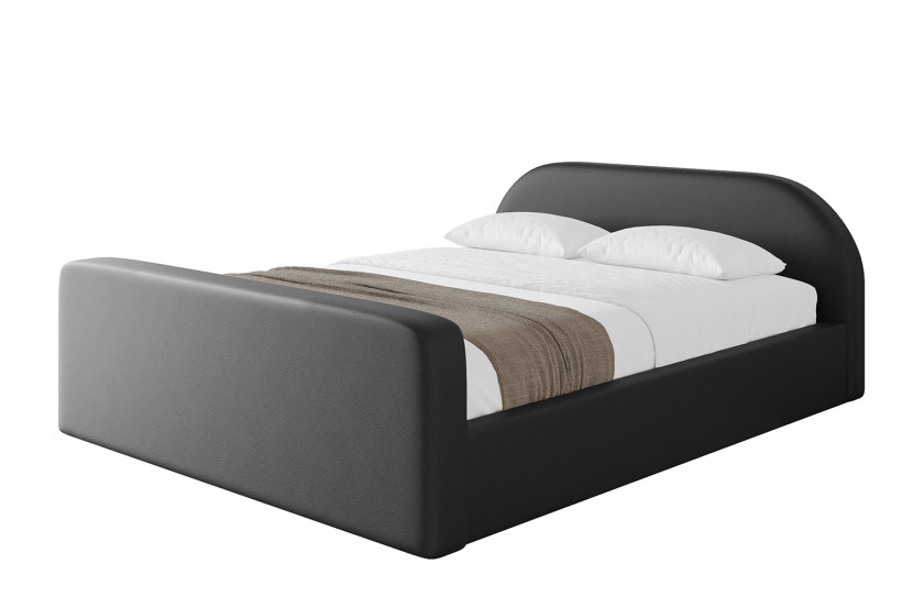 Łóżko tapicerowane z materacem + pojemnik TIVO-v1-Z-140x200 cm Czarny 863255