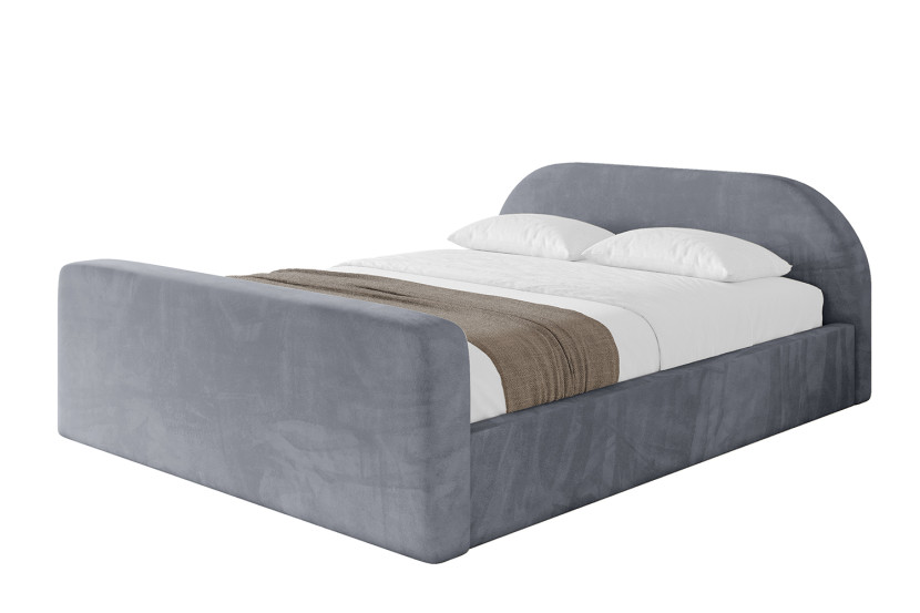 Łóżko tapicerowane z materacem + pojemnik TIVO-v1-Z-160x200 cm Szary 861449