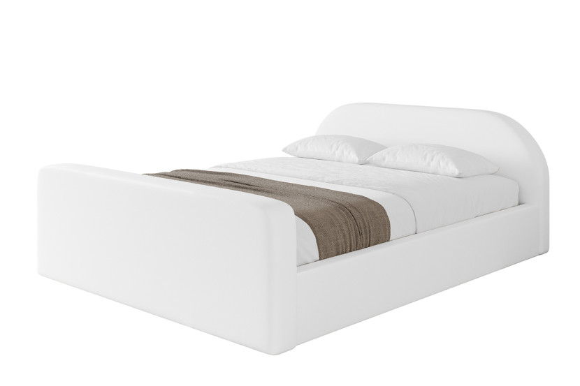Łóżko tapicerowane z materacem + pojemnik TIVO-v1-Z-200x200 cm Biały 861756