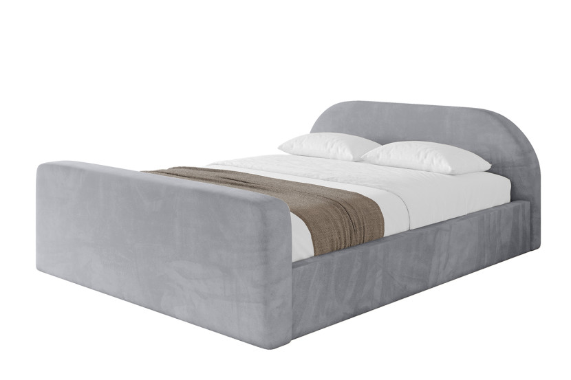 Łóżko tapicerowane z materacem + pojemnik TIVO-v1-Z-200x200 cm Jasnoszary 862728