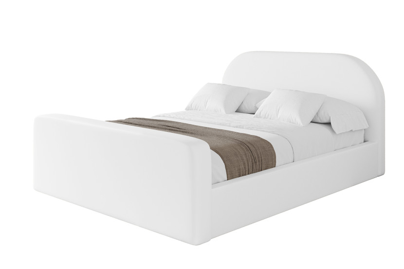 Łóżko tapicerowane z materacem + pojemnik TIVO-Z-140x200 cm Biały 861660